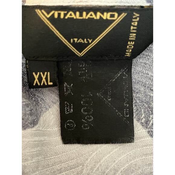 Vtg‎ VITALIANO ITALY SIlk Shirt Mens 2XL Geometric Artsy Grandpa Nerdcore 90s - Picture 6 of 9